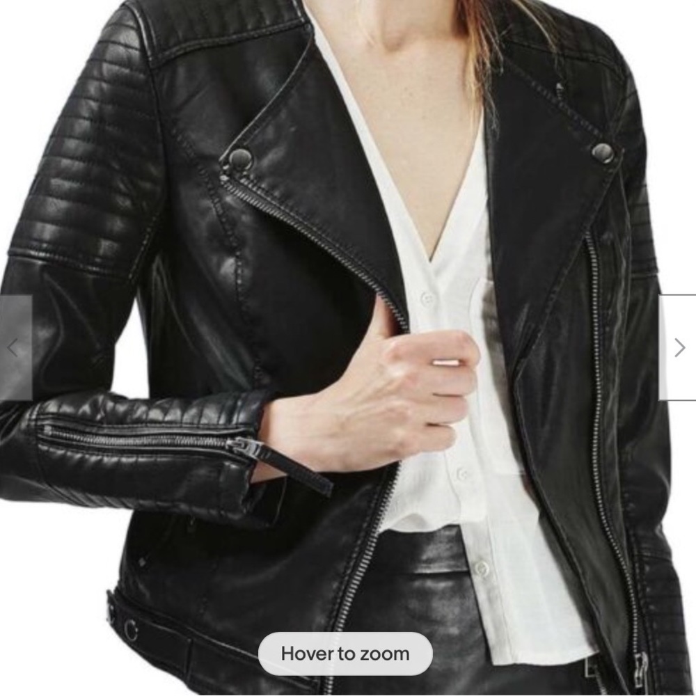 Topshop Nelly Faux Leather Moto Biker Jacket